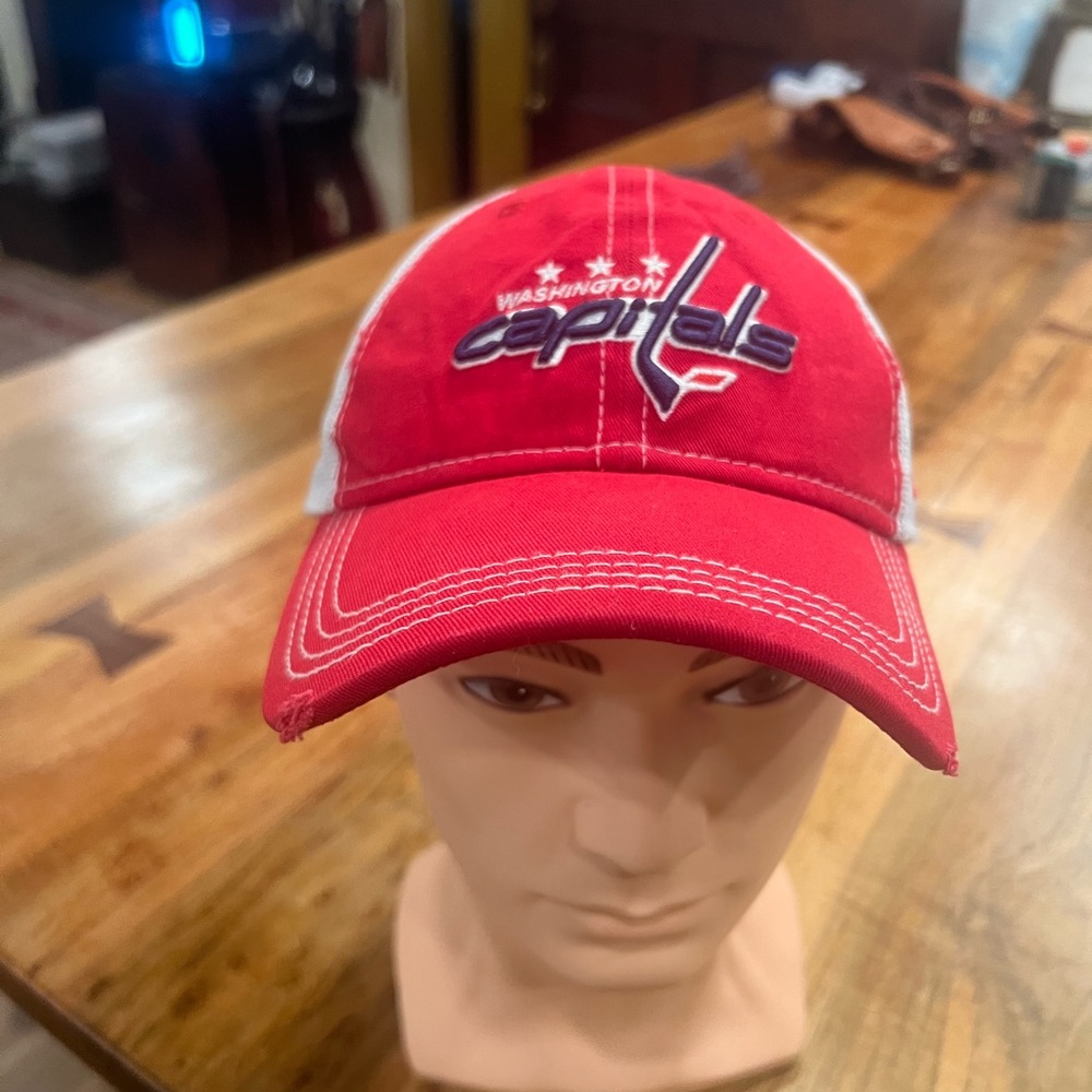 New Era Washington Capitals Red and White Mesh Trucker Cap